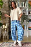 Patrick Plaid Brushed Cotton Demi Bloom Pant Soft Cobalt