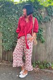 Daughter Of Ibiza Indira Frill Kick Pant Merlot & Mauve due 8 days
