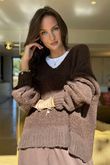 Bertie Boucle Stripe Slouch Knit Chocolate /13=