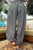 Agnes Cotton Gingham Balloon Cuff Pant Black Grey