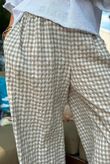 Agnes Cotton Gingham Balloon Cuff Pant Mocha