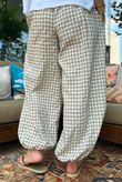 Agnes Cotton Gingham Balloon Cuff Pant Mocha