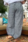 Agnes Cotton Gingham Balloon Cuff Pant Navy