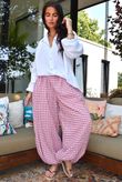 Agnes Cotton Gingham Balloon Cuff Pant Plum