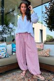 Agnes Cotton Gingham Balloon Cuff Pant Plum