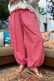 Agnes Cotton Gingham Balloon Cuff Pant Ruby