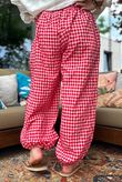 Agnes Cotton Gingham Balloon Cuff Pant Ruby