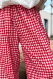 Agnes Cotton Gingham Balloon Cuff Pant Ruby