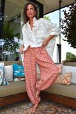 Agnes Cotton Gingham Balloon Cuff Pant Rust