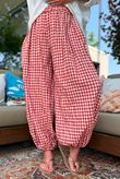 Agnes Cotton Gingham Balloon Cuff Pant Rust