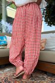 Agnes Cotton Gingham Balloon Cuff Pant Rust