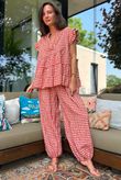 Agnes Cotton Gingham Balloon Cuff Pant Rust