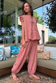 Agnes Cotton Gingham Balloon Cuff Pant Rust