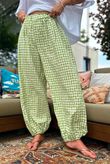 Agnes Cotton Gingham Balloon Cuff Pant Soft Olive