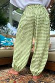 Agnes Cotton Gingham Balloon Cuff Pant Soft Olive