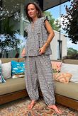 Agnes Cotton Gingham Tiered Top Coffee Bean