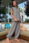 Agnes Cotton Gingham Tiered Top Coffee Bean