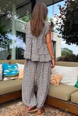 Agnes Cotton Gingham Tiered Top Coffee Bean