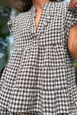 Agnes Cotton Gingham Tiered Top Coffee Bean