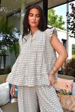 Agnes Cotton Gingham Tiered Top Mocha