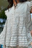 Agnes Cotton Gingham Tiered Top Mocha