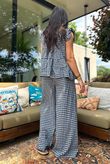 Agnes Cotton Gingham Tiered Top Navy