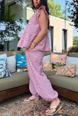 Agnes Cotton Gingham Tiered Top Plum