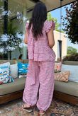 Agnes Cotton Gingham Tiered Top Plum