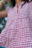 Agnes Cotton Gingham Tiered Top Plum