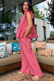 Agnes Cotton Gingham Tiered Top Ruby