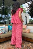 Agnes Cotton Gingham Tiered Top Ruby