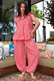Agnes Cotton Gingham Tiered Top Ruby