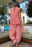 Agnes Cotton Gingham Tiered Top Rust
