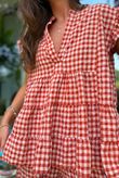 Agnes Cotton Gingham Tiered Top Rust