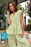 Agnes Cotton Gingham Tiered Top Soft Olive
