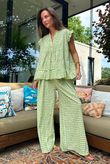 Agnes Cotton Gingham Tiered Top Soft Olive