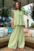 Agnes Cotton Gingham Tiered Top Soft Olive