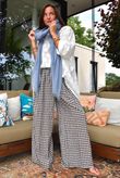 Agnes Cotton Gingham Wide Leg Pant Coffee Bean