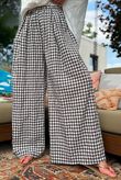 Agnes Cotton Gingham Wide Leg Pant Coffee Bean