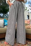 Agnes Cotton Gingham Wide Leg Pant Coffee Bean