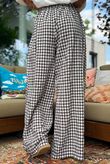 Agnes Cotton Gingham Wide Leg Pant Coffee Bean