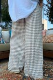 Agnes Cotton Gingham Wide Leg Pant Mocha