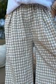 Agnes Cotton Gingham Wide Leg Pant Mocha