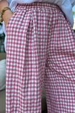 Agnes Cotton Gingham Wide Leg Pant Plum