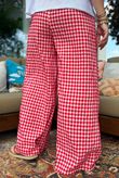 Agnes Cotton Gingham Wide Leg Pant Ruby