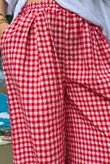 Agnes Cotton Gingham Wide Leg Pant Ruby
