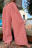 Agnes Cotton Gingham Wide Leg Pant Rust