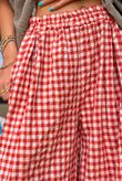 Agnes Cotton Gingham Wide Leg Pant Rust