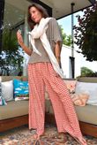 Agnes Cotton Gingham Wide Leg Pant Rust