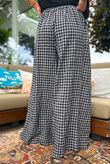 Agnes Cotton Gingham Wide Leg Pant Black Grey